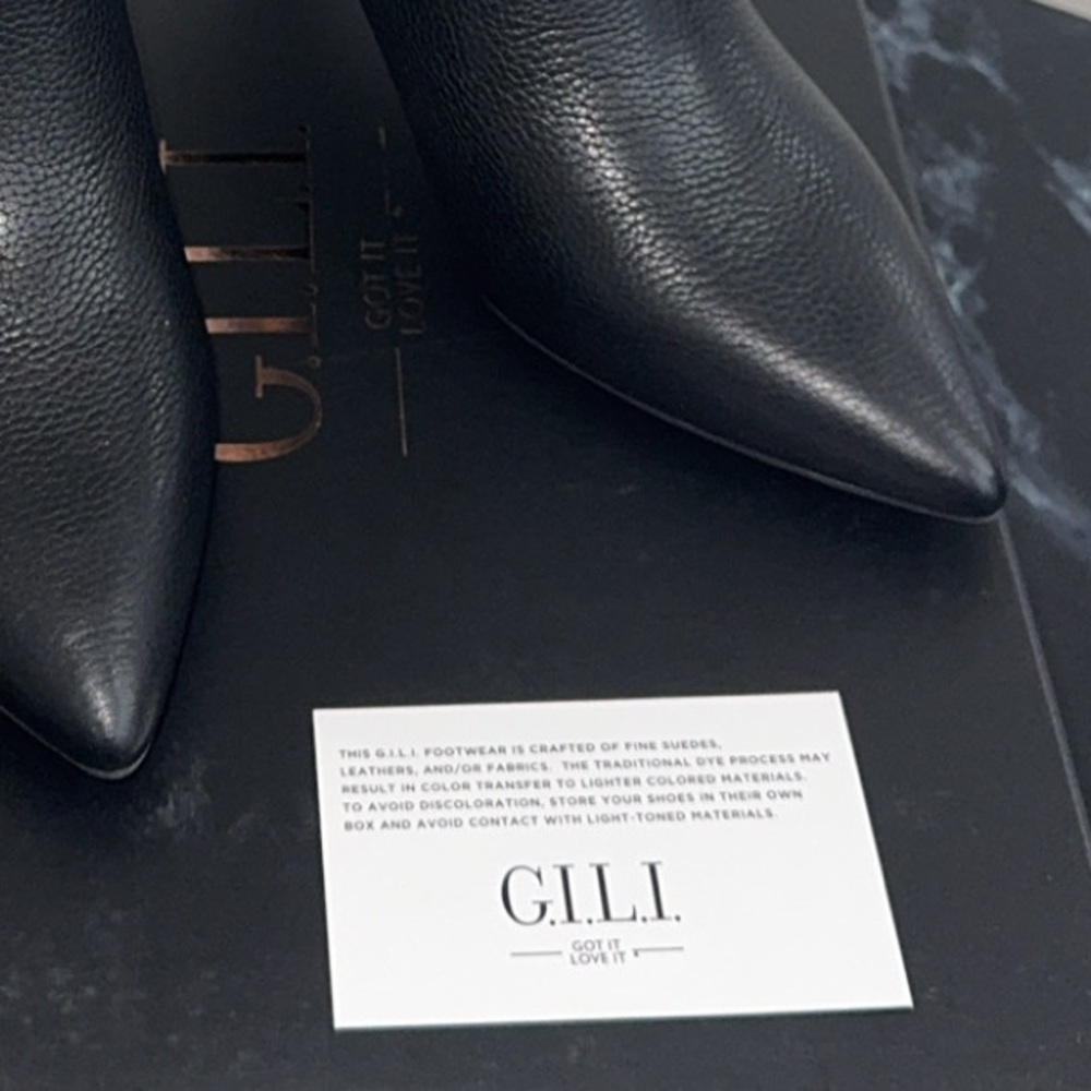 G.l.L.I. Gailee Black Leather Pointed Ankle Booties Short Boots Size 5 AUTHENTIC - Picture 9 of 9